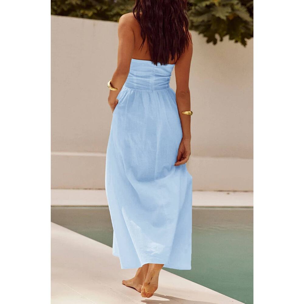 Supreme Fashion Maxi Dress Womens XL White Halter Sleeveless Summer Chic NWT - Picture 4 of 9